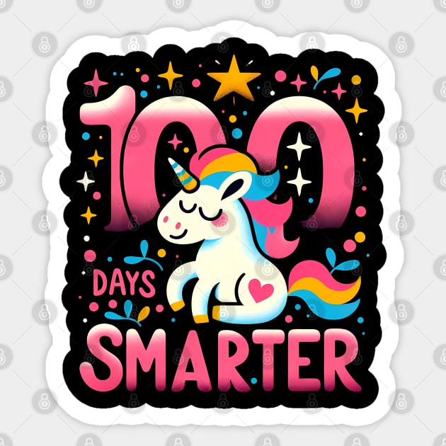 100 days smarter, retro smart unicorn Sticker by ANSAN